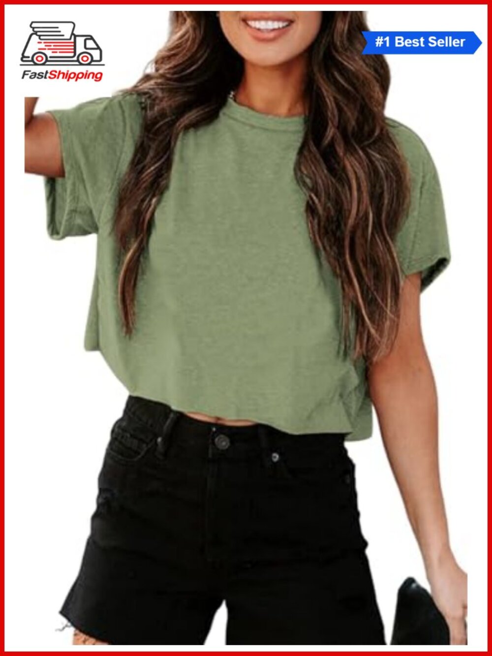 ✨Tankaneo Women Short Sleeve Cropped T-Shirt Crew Neck Summer Top